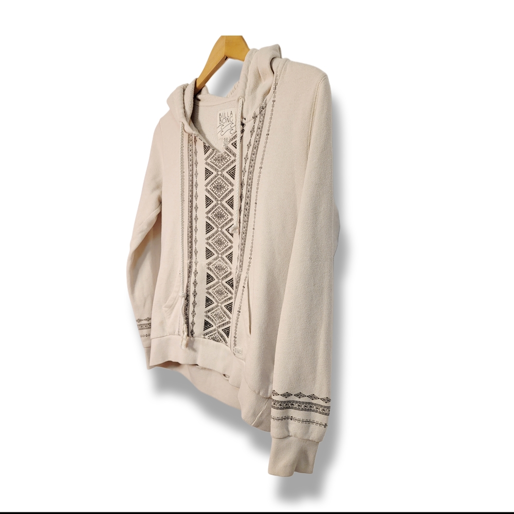 🌿Women's Billabong Tribal Print Off-White Hooded Sweatshirt - Medium - Picture 4 of 16
